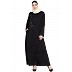 Designer Nida abaya with Patchwork- Black